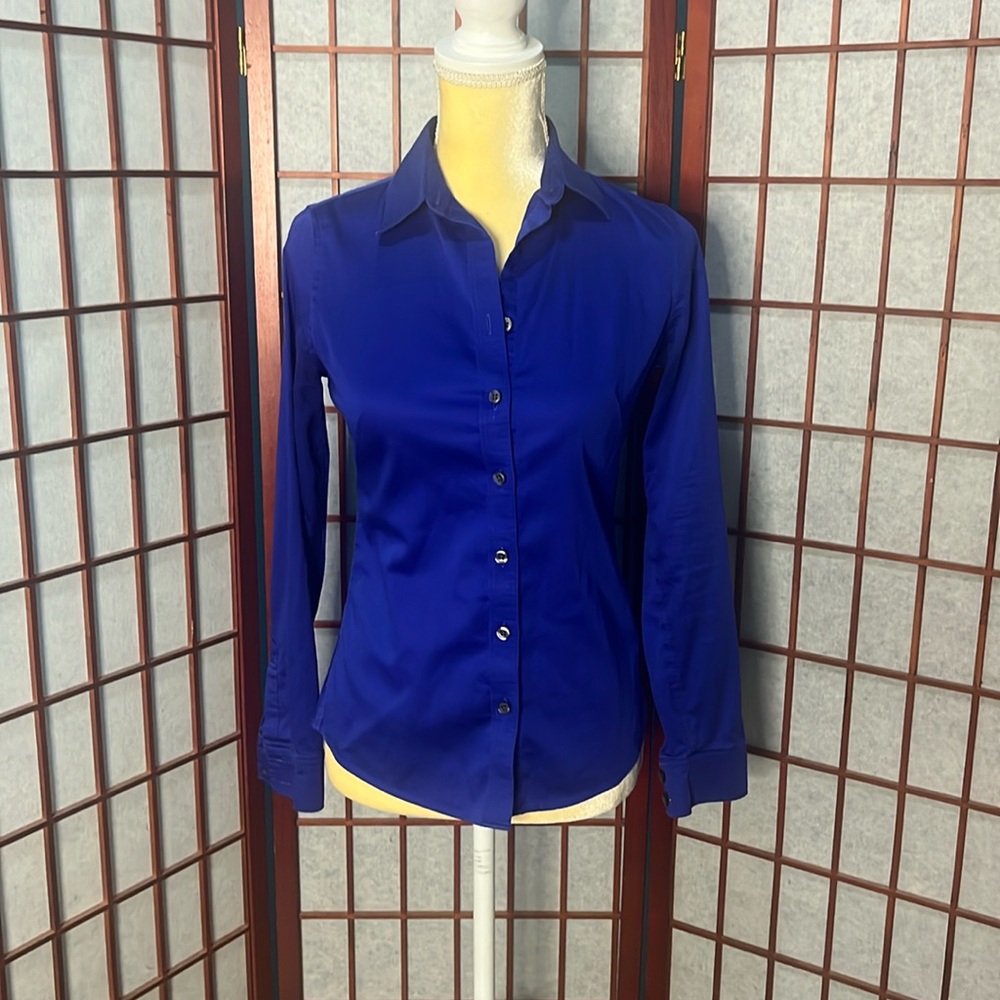 Banana Republic Tailored Dreamy Royal Blue Button Up Blouse